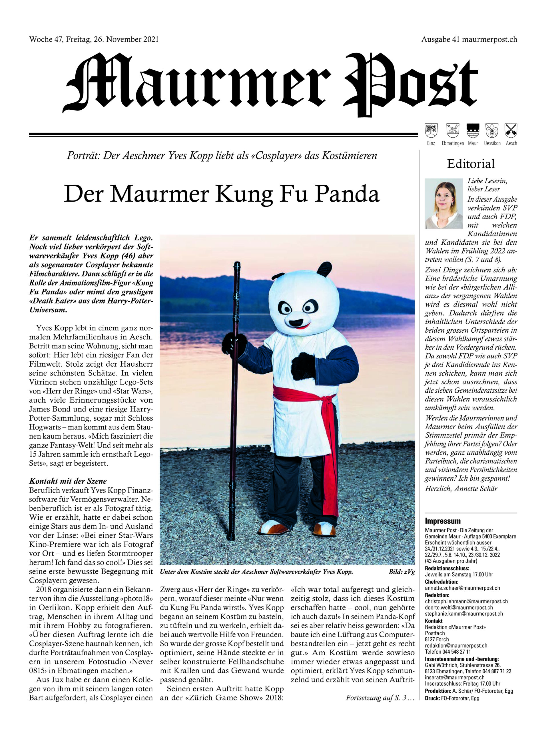 Titelseite Maurmer Post 26.11.2021 - Interview mit Yves Kopp